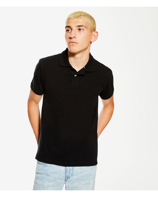 Aéropostale Logo Sleeve Tape Stretch Jersey Polo in Black 7 (Black) for ...