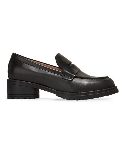 Cole Haan Black Camea Lug Loafer Leather Embossed Loafer Heels