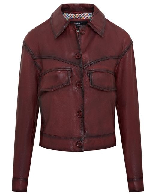 Infinity Leather Red Retro Biker Leather Jacket