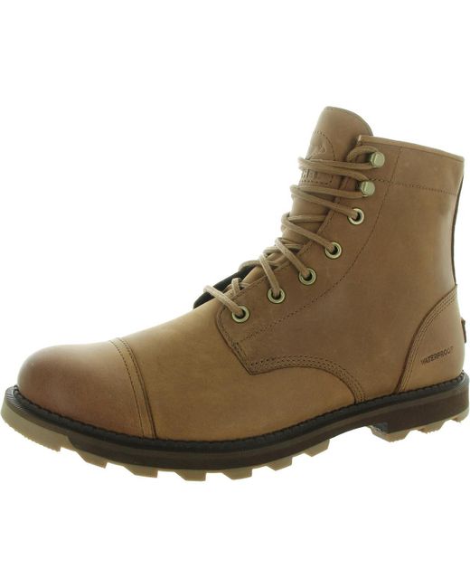 Sorel Brown Madson Ii Chore Wp Waterproof Leather Combat & Lace-Up Boots for men