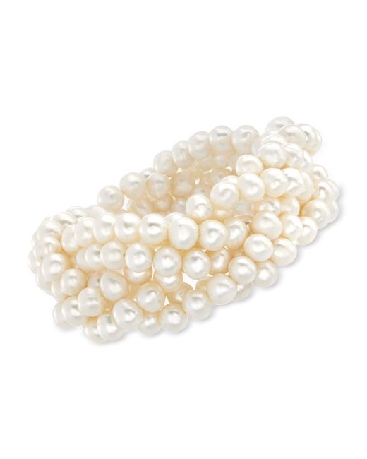 Ross-Simons Natural 6-7mm Cultured Pearl Braided Stretch Bracelet