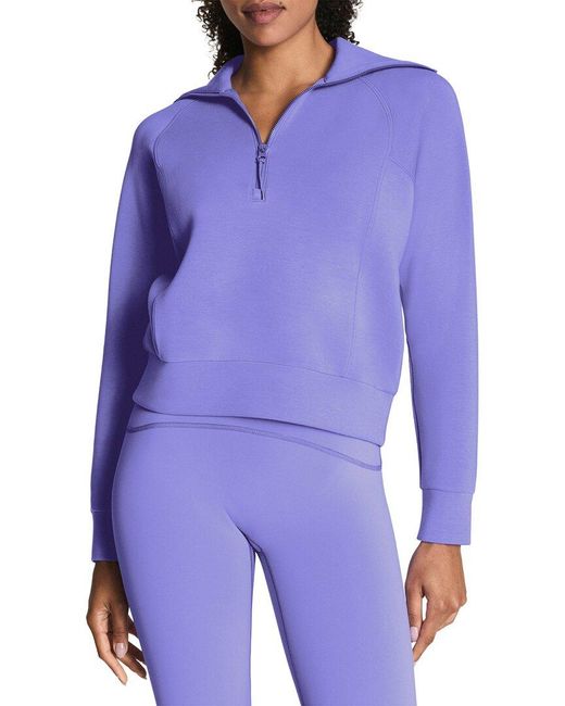 Spanx Blue Half Zip Pullover