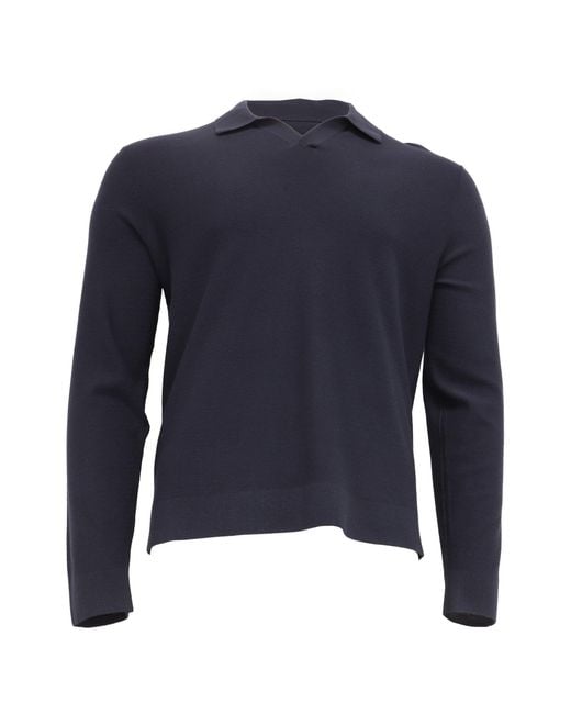 Theory Blue Knitted Collared Sweater for men