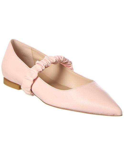 Stuart Weitzman Pink Leather Ballet Flats with Elastic