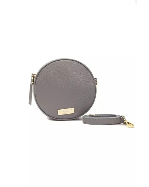 Pompei Donatella Gray Chic Leather Oval Crossbody Bag