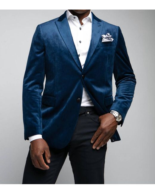 7 Downie St. Blue Exton Solid Dinner Jacket for men