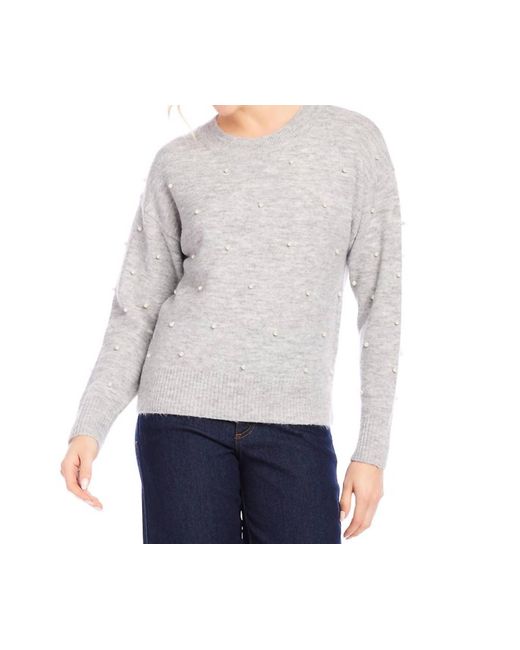 Karen Kane Gray Pearl Crewneck Sweater