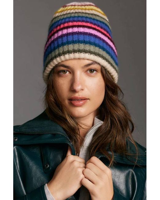 White + Warren Black Striped Beanie