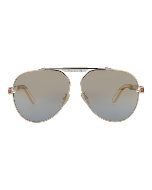 Philipp Plein Gray Aviator-frame Titanium Sunglasses for men