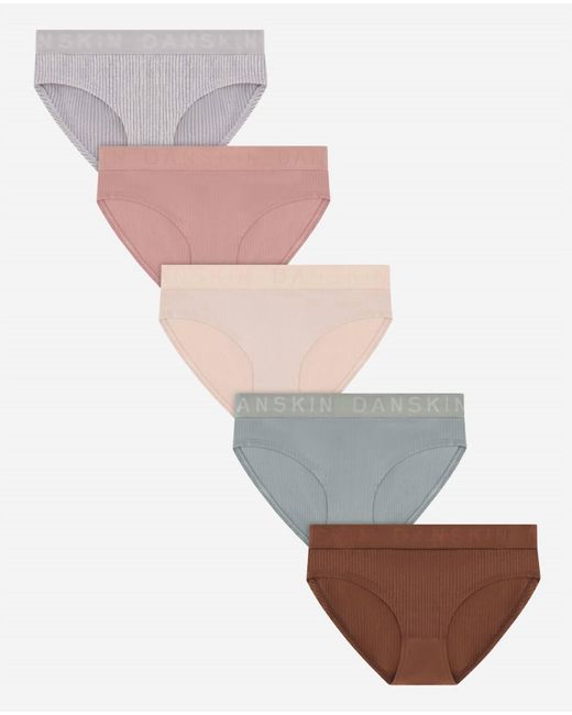 Danskin White 5-Pack Ribbed Bikini Underwear