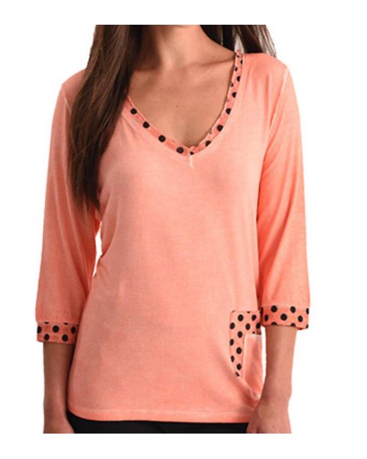 Angel Orange Polkadot V-Neck Top