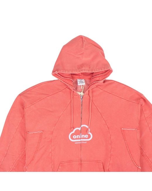 Vetements Pink Red Online Cut-up Zip-up Hoodie for men