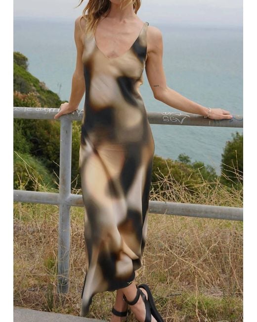 LNA Green V Slip Midi Dress