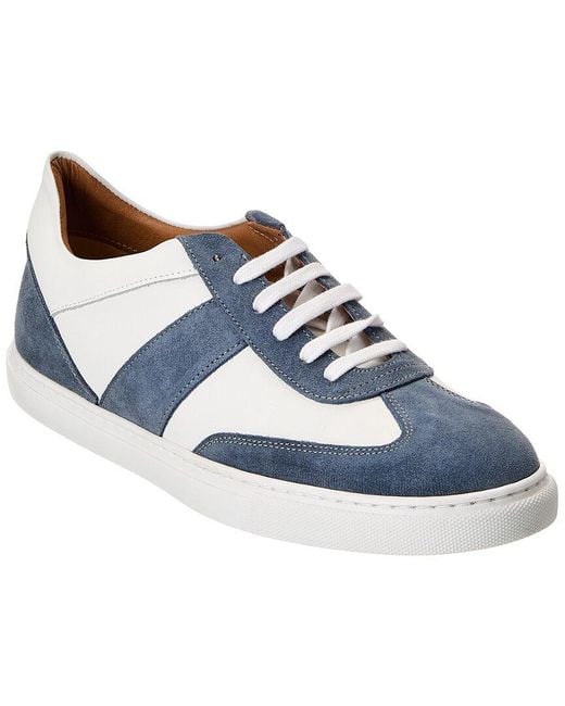 M by Bruno Magli Men's Blue Benito Leather Suede Sneaker
