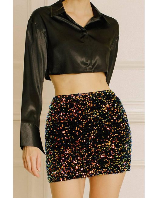 Storia Black Roxy Sequin Mini Skirt