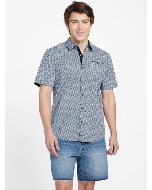 Guess Factory Blue Raddy Geometric Shirt for men