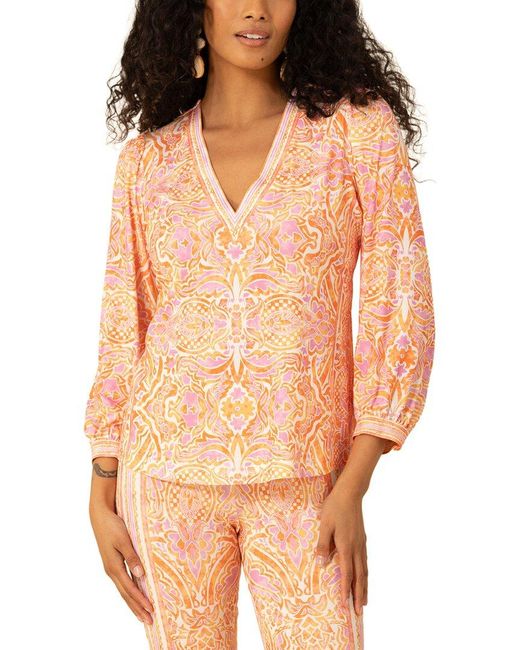 Hale Bob Orange Meredith Blouse