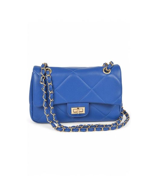Fashnzfab Blue Quilted Twist Lock Classy Shoulder Bag