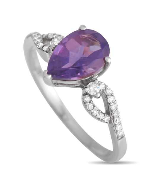 Non-Branded Purple Lb Exclusive 14k Gold 0.15ct Diamond And Amethyst Ring Rc4-11823wam