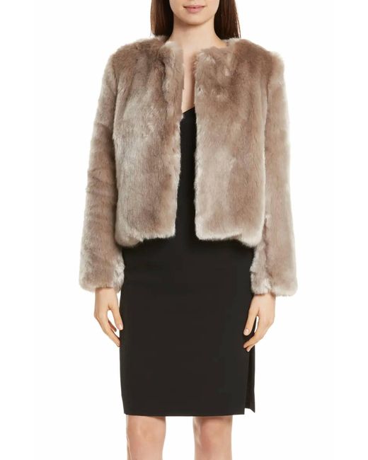 MILLY Natural Faux Fur Jacket