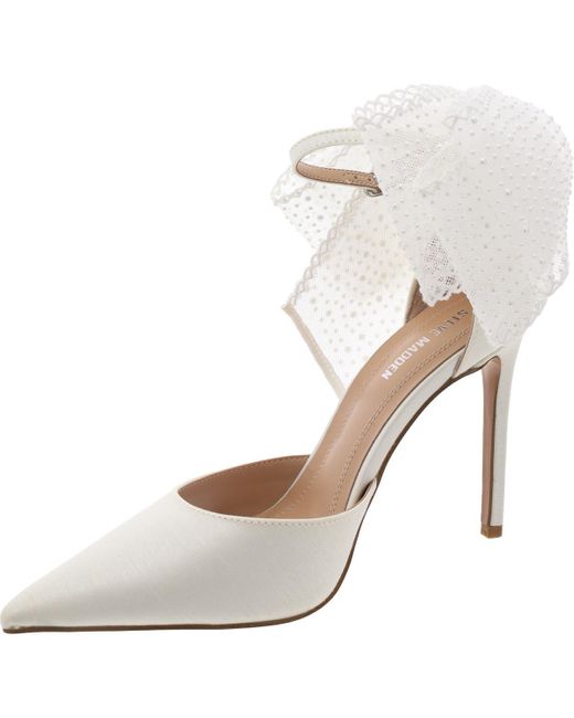 Steve Madden Timeless Bow Synthetic Ankle Strap in Natural | Lyst