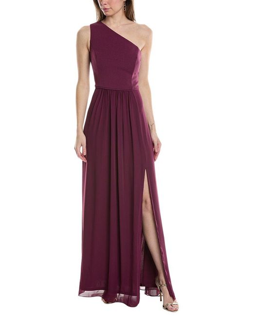 Adrianna Papell Purple One-shoulder Gown