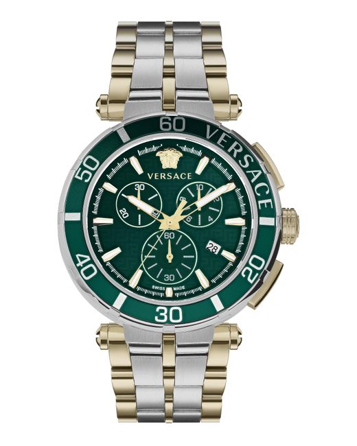 Versace Green Greca Chrono Bracelet Watch for men