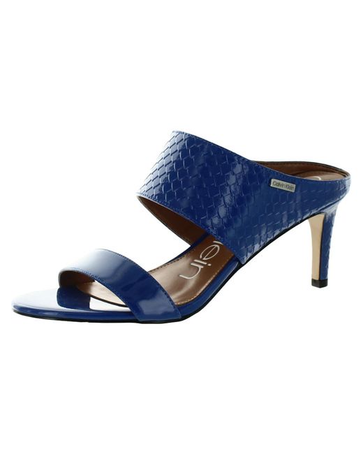 Calvin Klein Blue Arancio Faux Leather Slip On Dress Heels