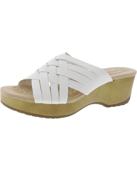 Easy Works by Easy Street White Strappy Made Slide Sandals