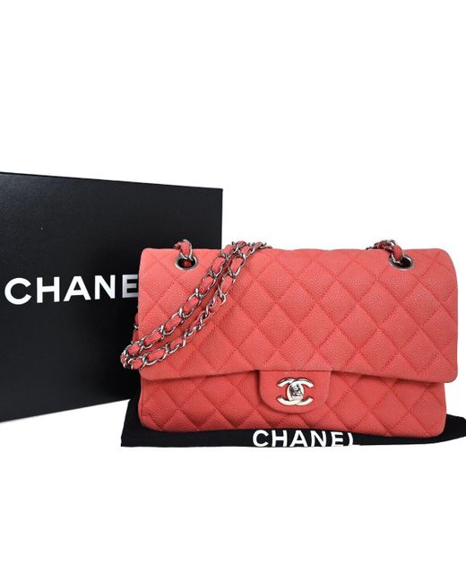 Chanel Red Double Flap Leather Shoulder Bag (pre-owned)