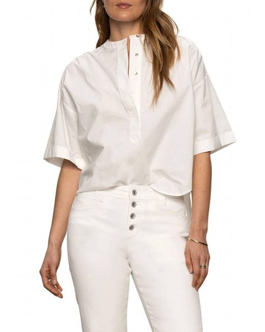 Sanctuary White Relaxed Short Sleeve Popover