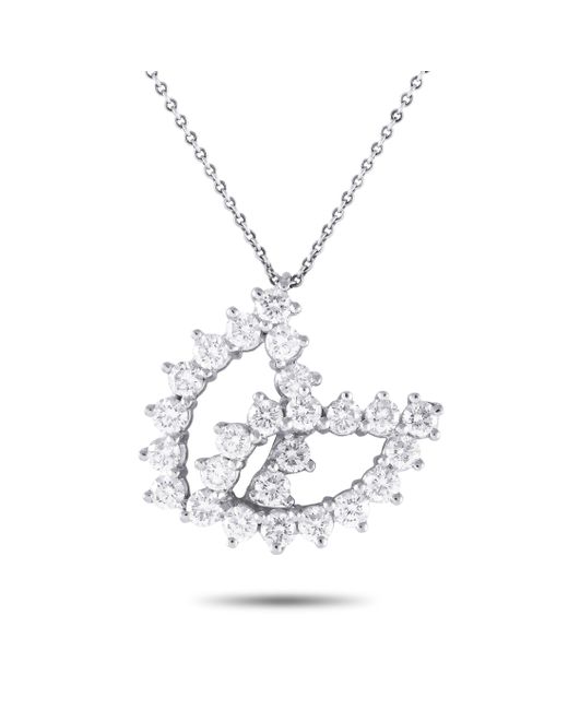 Tiffany & Co Metallic Platinum 1.50ct Diamond Pendant Necklace Ti02-051524