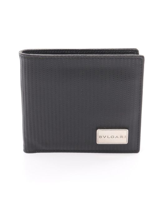 BVLGARI Black Millerige Bi-fold Wallet Pvc Leather