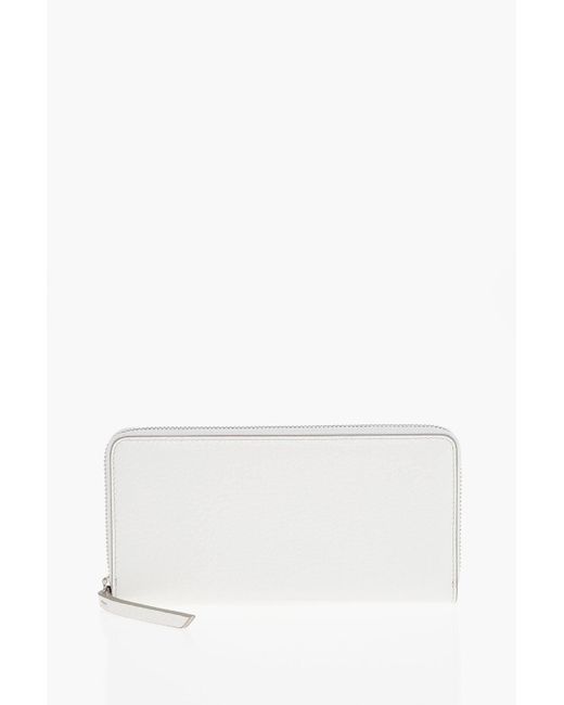 Maison Margiela White Mm11 Textured Leather Wallet With Zipped Closure