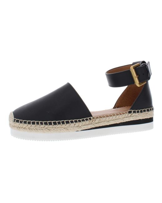 See By Chloé Black Glyn Leather Ankle Strap Platform Sandals