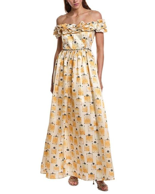 Agua Bendita Women's Metallic Bisuteria Linen & Silk-Blend Maxi Dress