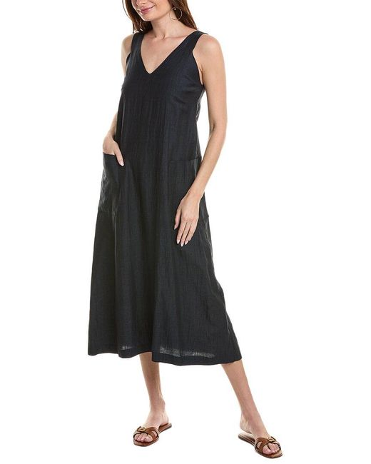 Alpha Studio Black Long Linen-blend Maxi Dress