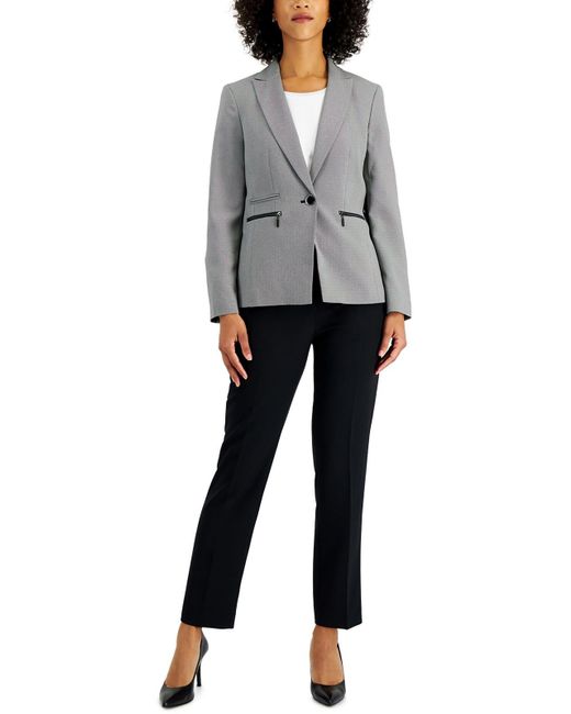 Le Suit Gray Petites 2pc Polyester Pant Suit