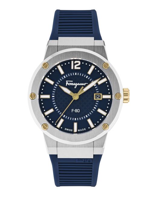 Ferragamo Blue Ferragamo 44mm Silicone Quartz Watch for men
