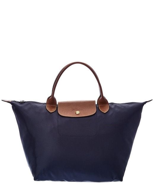 Longchamp Blue Le Pliage Original Medium Canvas Short Handle Handbag