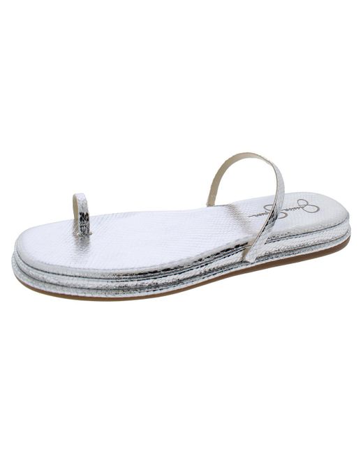 Jessica Simpson White Malha Slip On Wedges Slide Sandals