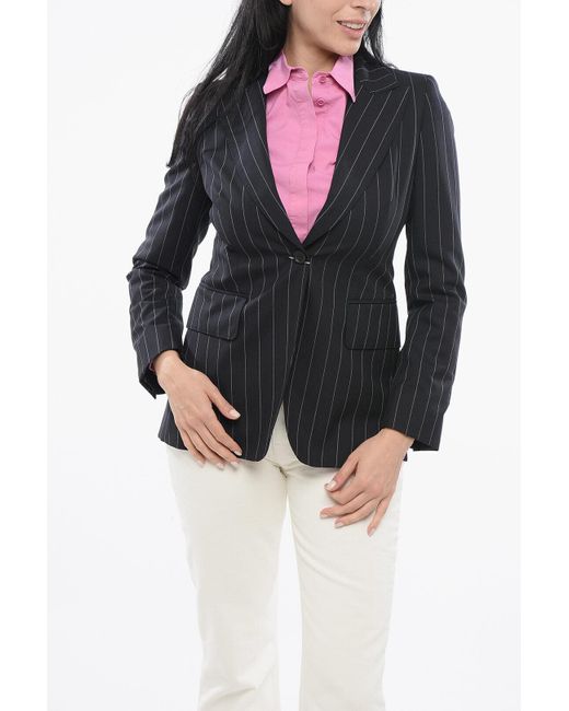 【MAX MARA】MARACAS pinstriped blazer Max Mara Maracas Pinstriped Blazer in Black | Lyst