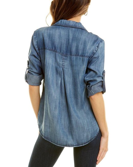 Bella Dahl Pullover Placket Top in Blue 