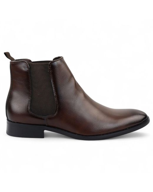 Infinity Leather Brown Chelsea Slip-On Office Ankle Boots for men