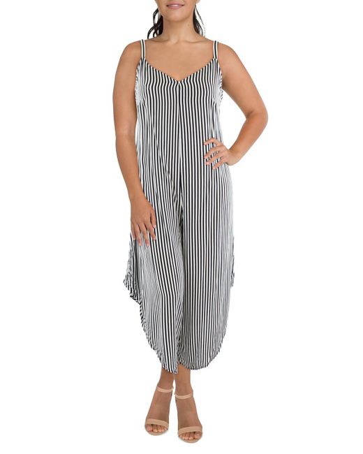 Vince Camuto Gray Plus Striped Sleeveless Jumpsuit