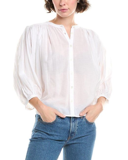 Madewell White Balloon Sleeve Top