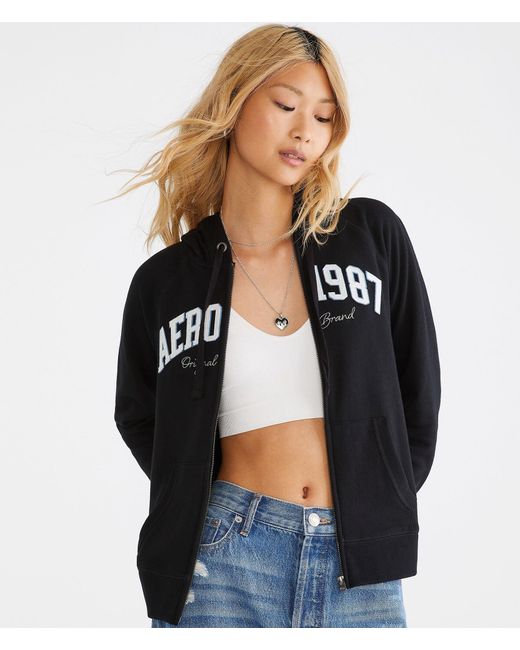 Aéropostale 1987 Original Brand Full-zip Hoodie in Black for Men | Lyst