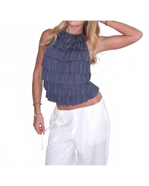 Loucia Blue Cascade Halter Top