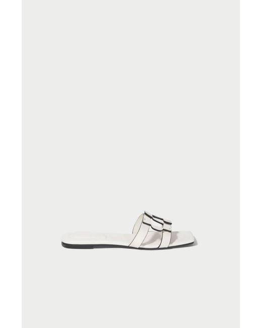 Jonathan Simkhai White Monogram Flat Slide