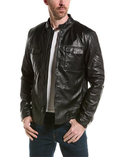 John Varvatos Black Steve Leather Jacket for men